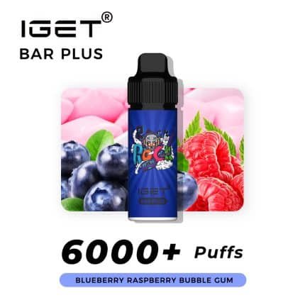 IGET BAR PLUS BLUEBERRY RASPBERRY BUBBLE GUM – 6000 PUFFS