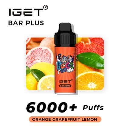 IGET BAR PLUS ORANGE GRAPEFRUIT LEMON – 6000 PUFFS