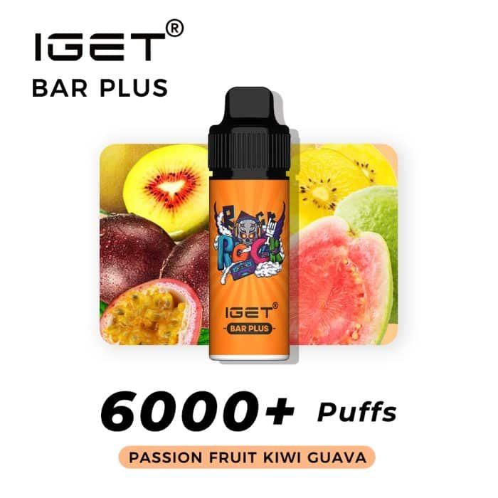 IGET BAR PLUS PASSION FRUIT KIWI GUAVA – 6000 PUFFS