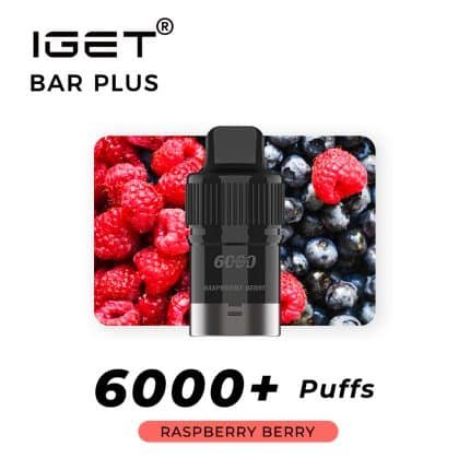 IGET BAR PLUS POD ONLY RASPBERRY BERRY – 6000 PUFFS